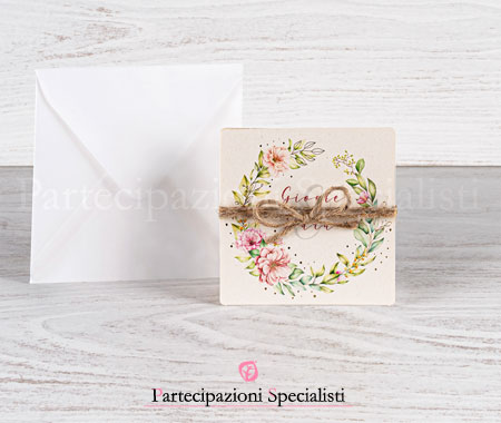 Invito Nozze Quadrato Boho Chic 4‑Ante – Campione Gratis