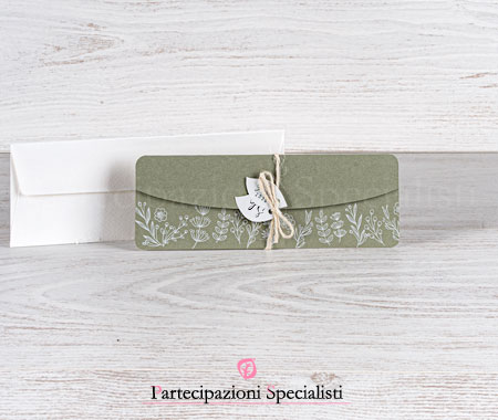 Inviti matrimonio verde salvia orizzontali–Campione Gratis