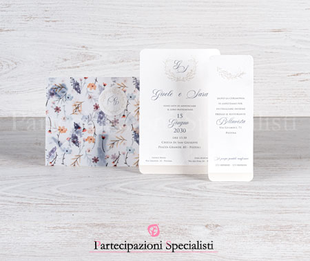 Invito Matrimonio Bucolica ed Elegante Blu, Campione Gratis