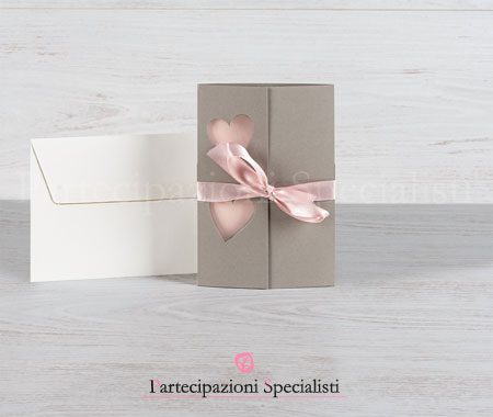 Inviti nozze materici grigio e rosa antico – Campione Gratis